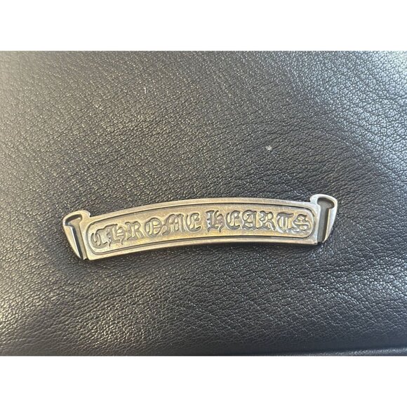 Chrome Hearts Rare Black Leather Handbag With Dual Zipper Closure & Silver Accen - Picture 6 of 14